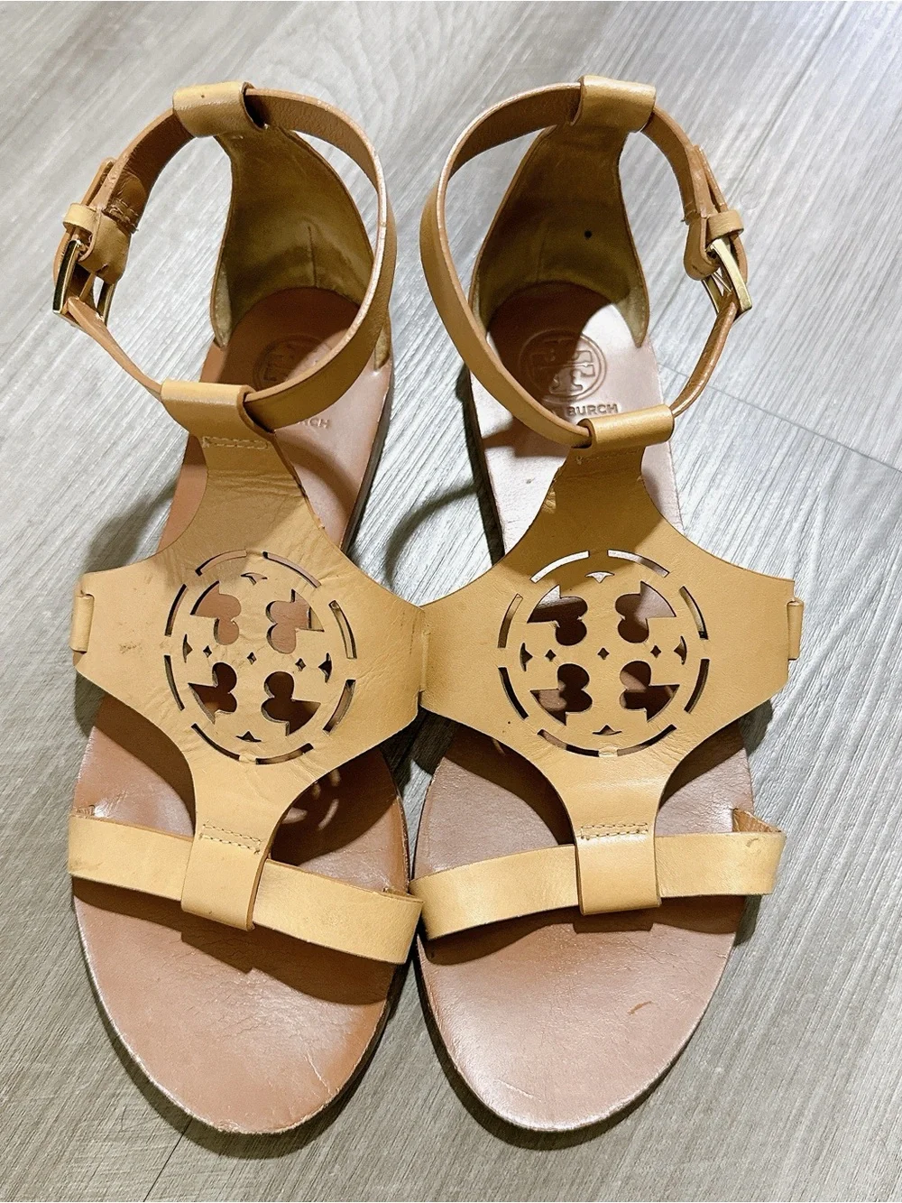 Tory Burch Zoey Leather Sandals Tan / Camel